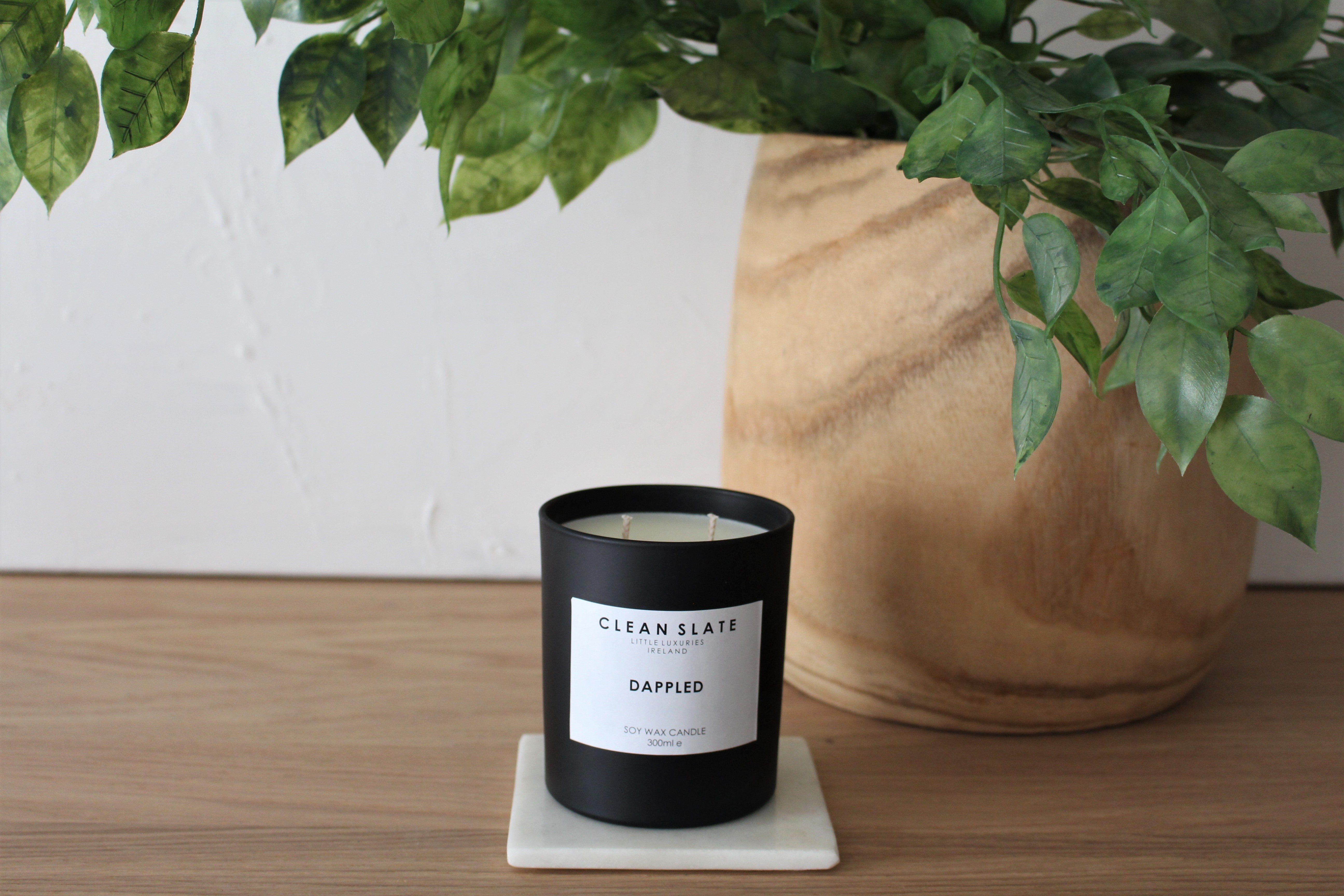 Dappled Noir Candle styled.