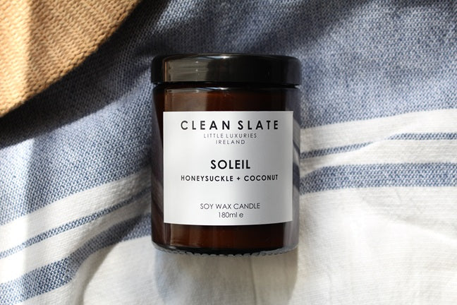 Soleil Honeysuckle + Coconut Amber Candle.