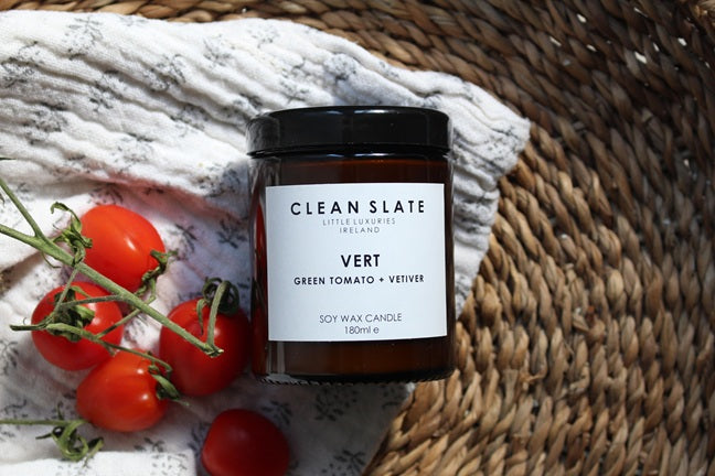 Vert Green Tomato + Vetiver Amber Candle.