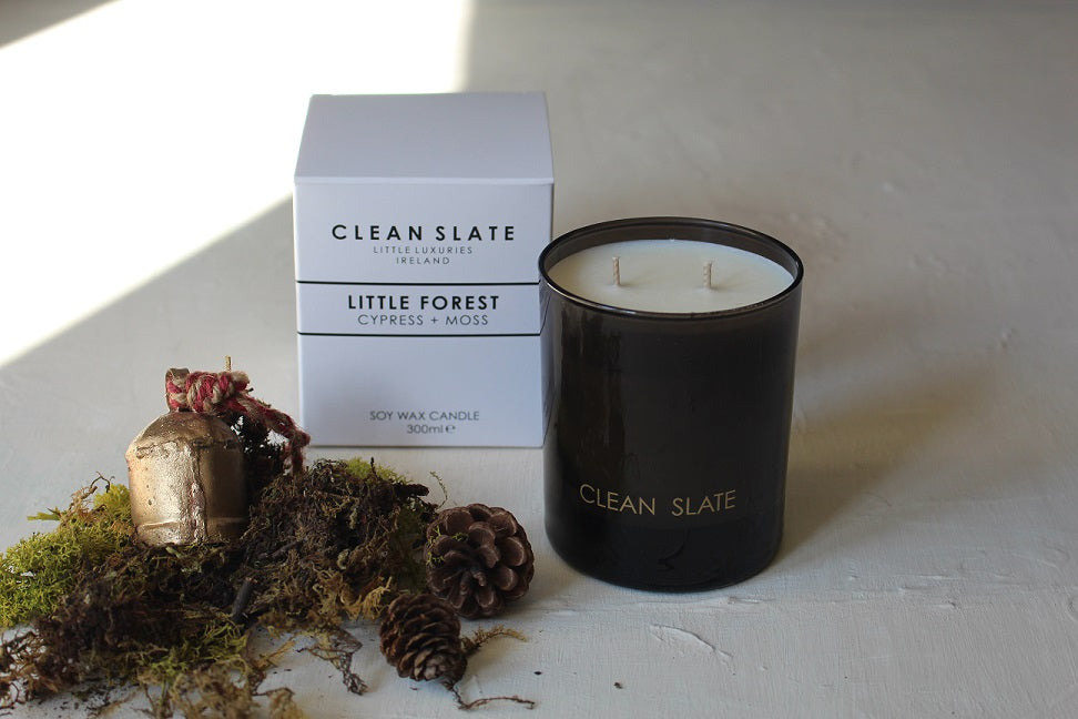 Little Forest Cypress + Moss Candle with box from the Moody Collection.