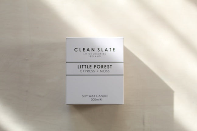 Little Forest Cypress + Moss Candle box from the Moody Collection.