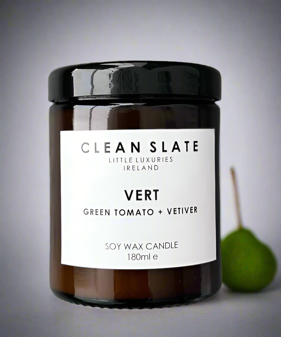 Vert Green Tomato + Vetiver Amber Candle.