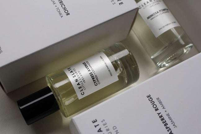 Close-up Cypress Avenue Eau De Parfum 50ML with other bottles and boxes.