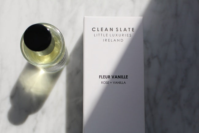 Close-up of Fleur Vanille Eau De Parfum 50ML bottle with box.