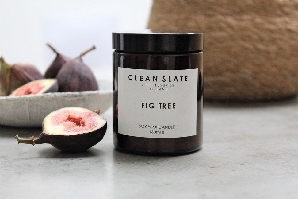 Fig Tree Amber Candle styled.
